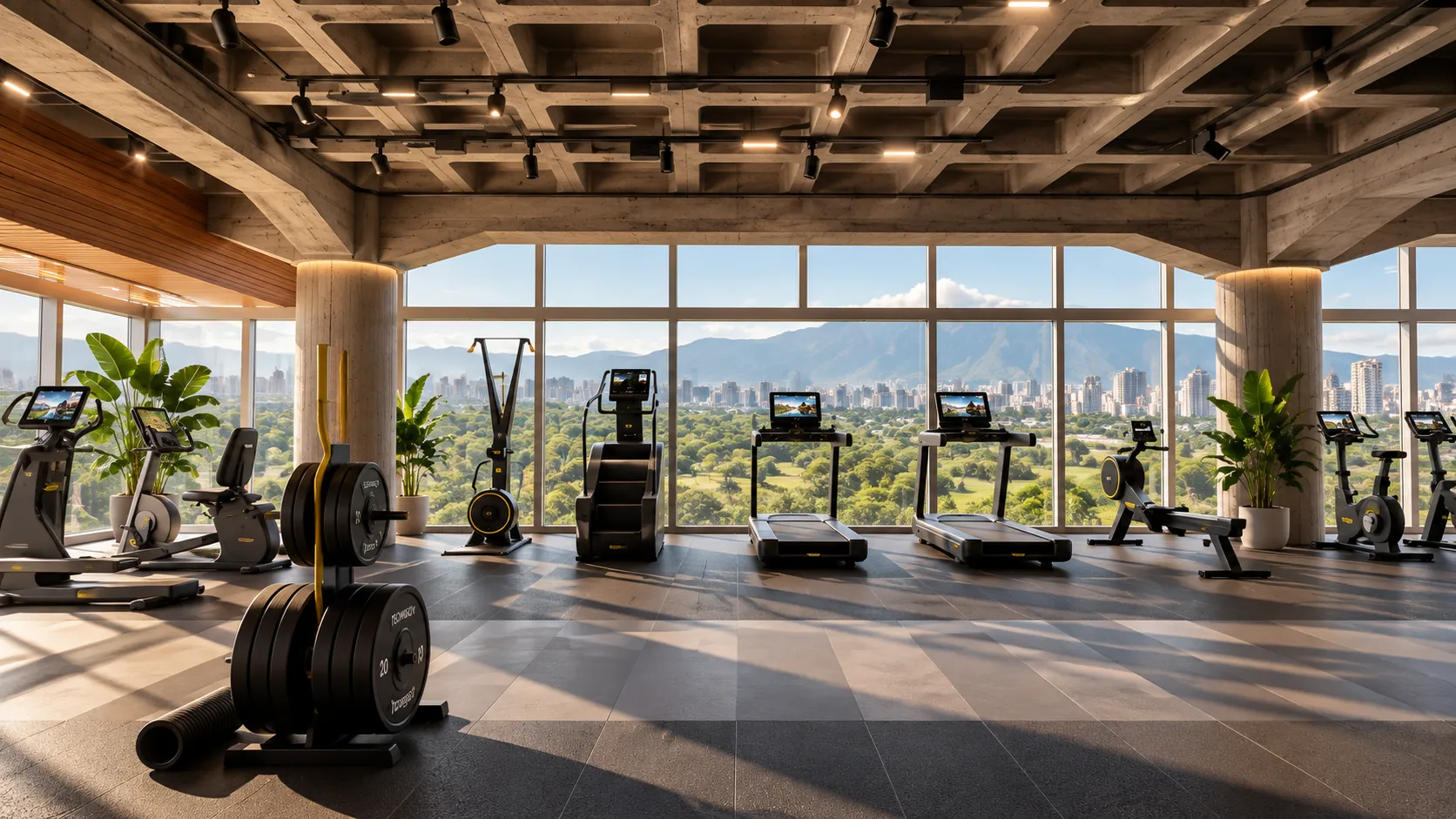 Floor 6 physical training area with city views